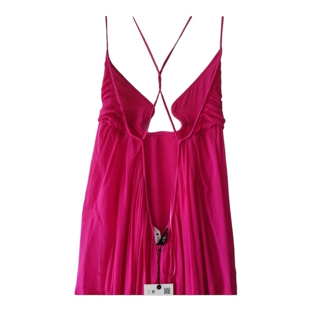 Women’s Fuchsia Halter Maxi Dress - Lightweight Beach Cover-Up - Picture 13 of 15